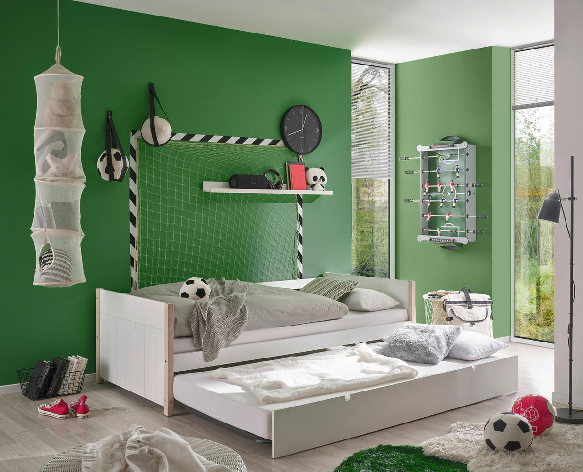 AUSZIEHBETT 90-180/200 cm  in Weiß, Kieferfarben  - Naturfarben/Weiß, KONVENTIONELL, Holz/Holzwerkstoff (90-180/200cm) - Xora