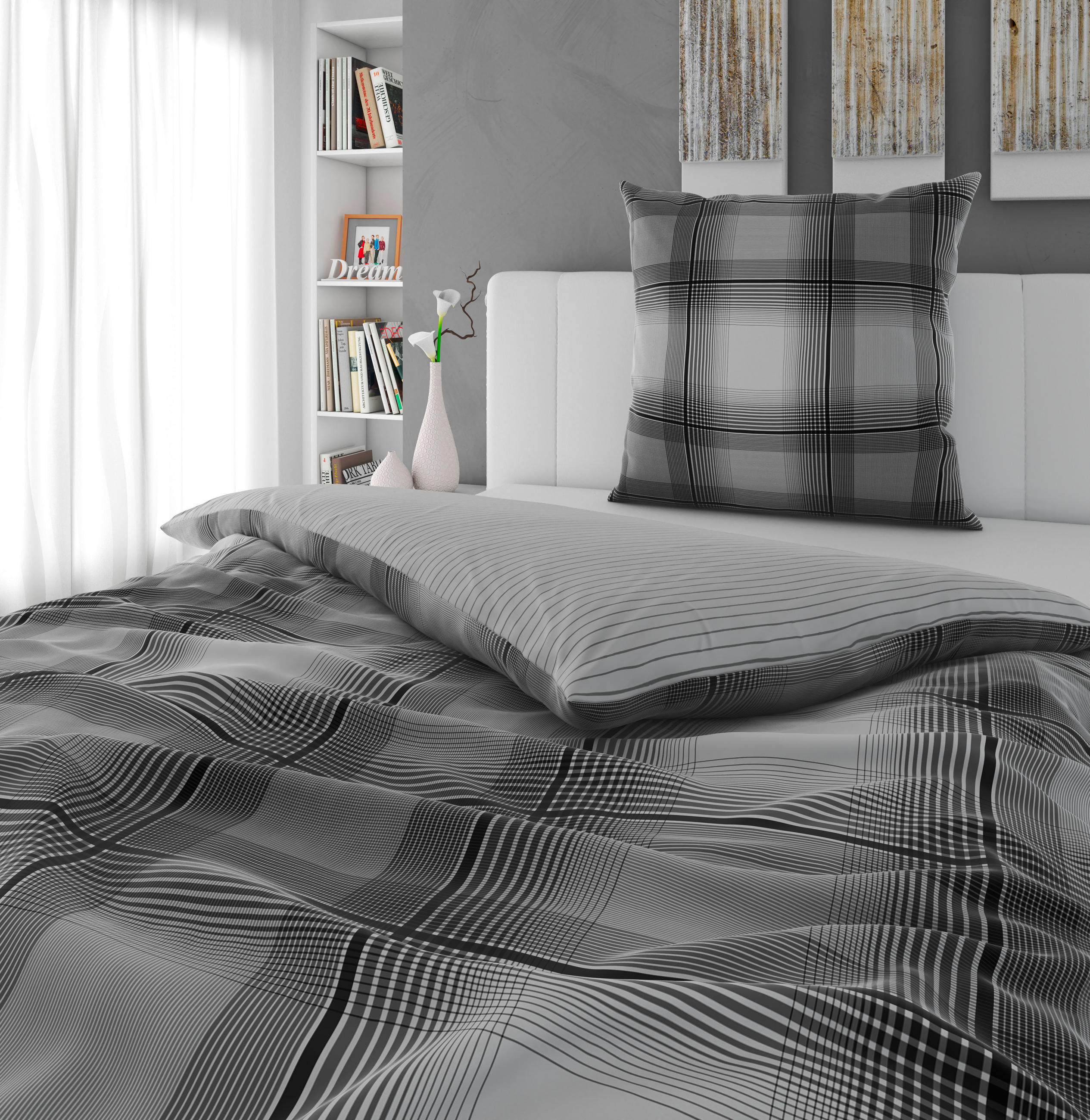 WENDEBETTWÄSCHE Satin 135/200 cm  - Grau, Textil (135/200cm) - Novel