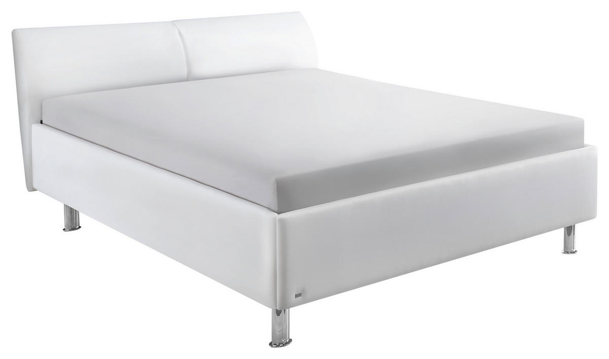 POLSTERBETT 180/200 cm,  in Weiß,  - Alufarben/Weiß, Basics, Kunststoff/Textil (180/200cm) - RUF Betten