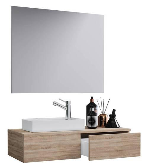 BADEZIMMER  in 85 cm  - Weiß/Sonoma Eiche, MODERN, Keramik/Holzwerkstoff (85cm) - MID.YOU