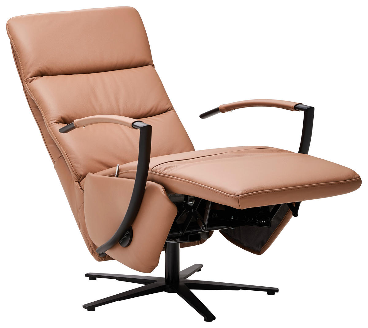 RELAXSESSEL Echtleder    - Schwarz/Braun, Design, Leder/Metall (64/112/80cm) - Cantus