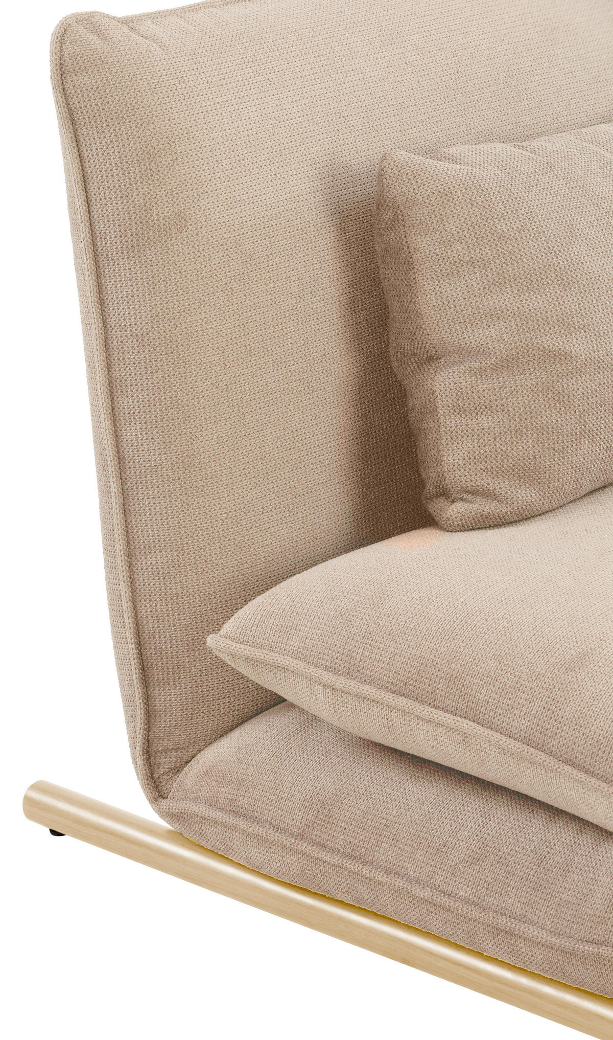 SOFA VELIN Samt Creme, Nussbaumfarben  - Nussbaumfarben/Creme, Design, Textil/Metall (140/97/80cm) - MID.YOU