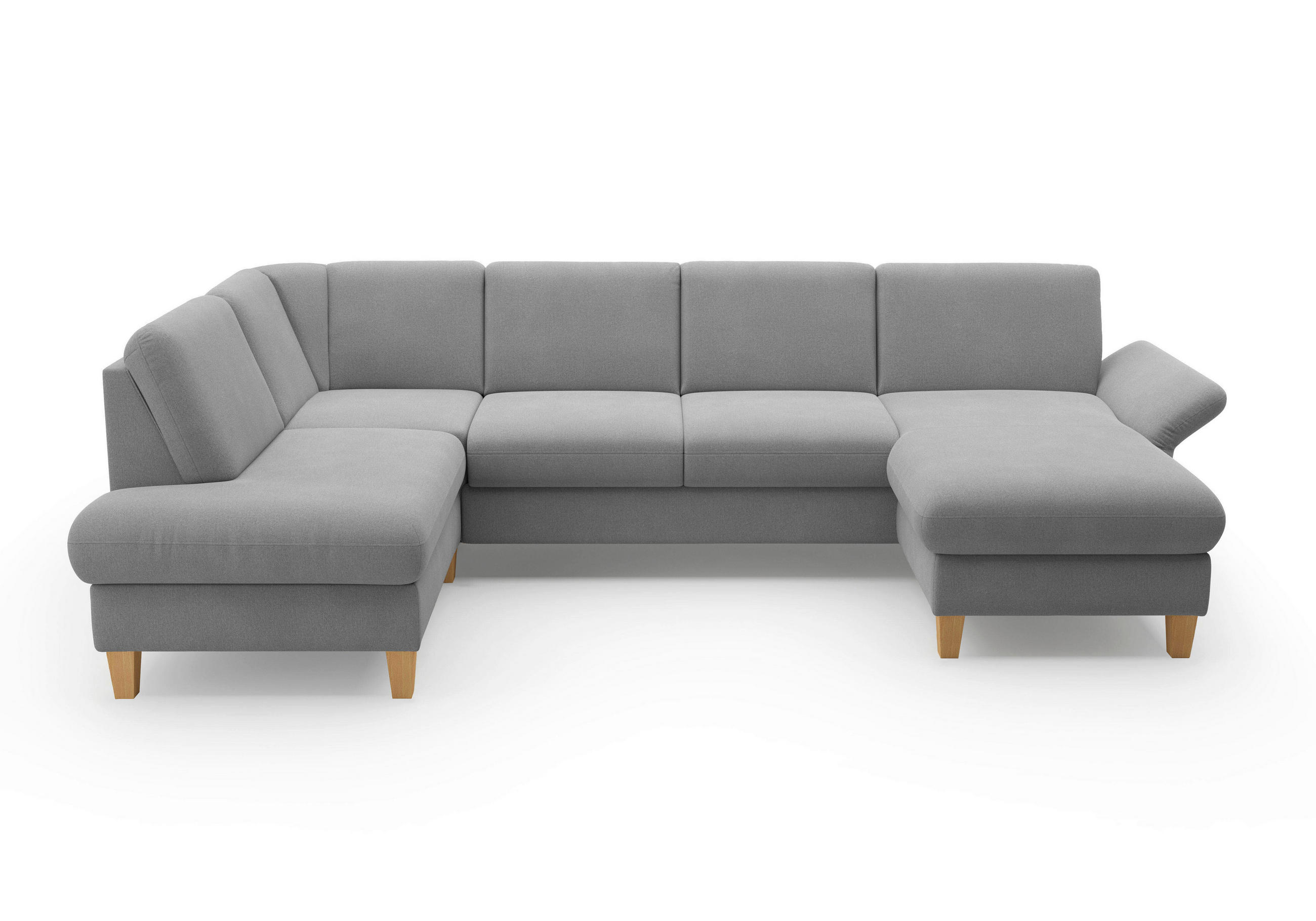 WOHNLANDSCHAFT Grau Flachgewebe  - Eichefarben/Grau, KONVENTIONELL, Holz/Textil (195/314/164cm) - Sit & More