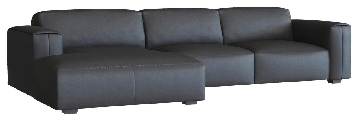 Freisteller von Livetastic ECKSOFA Schwarz Echtleder.