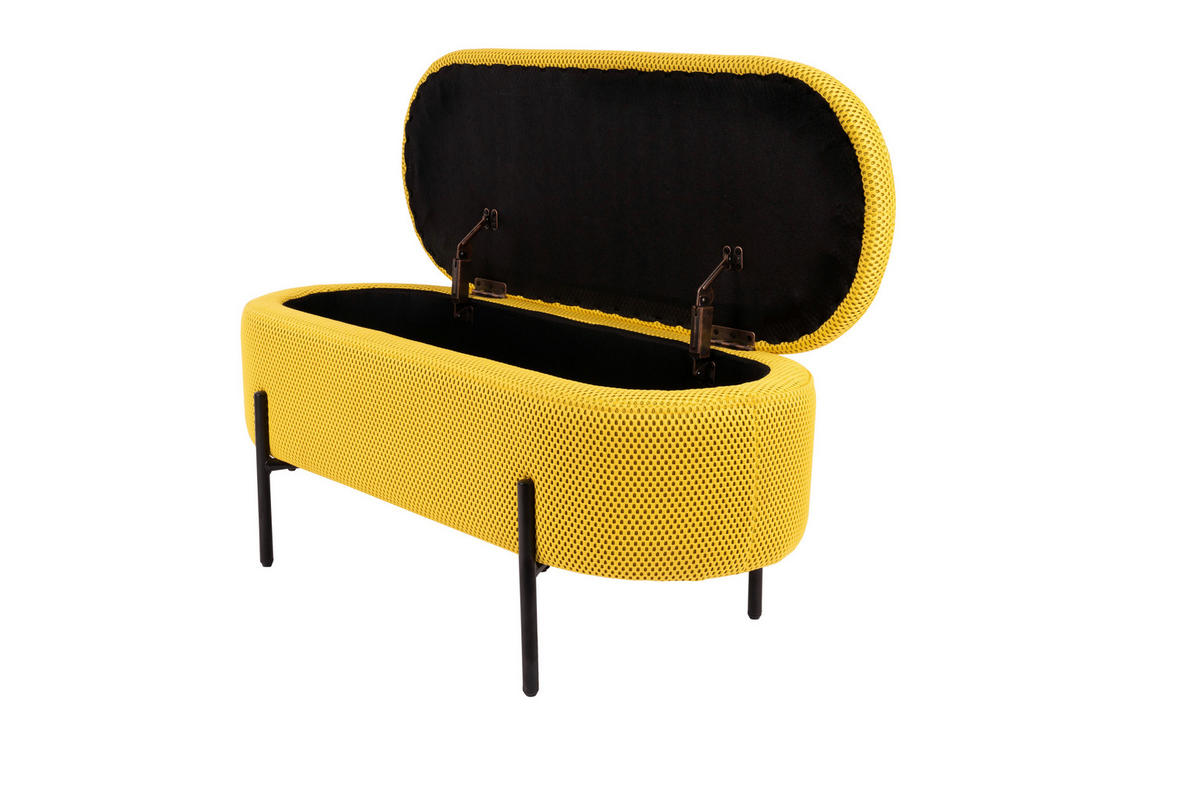 HOCKERBANK in Metall, Textil Gelb, Schwarz  - Gelb/Schwarz, Design, Textil/Metall (95/36/43cm)