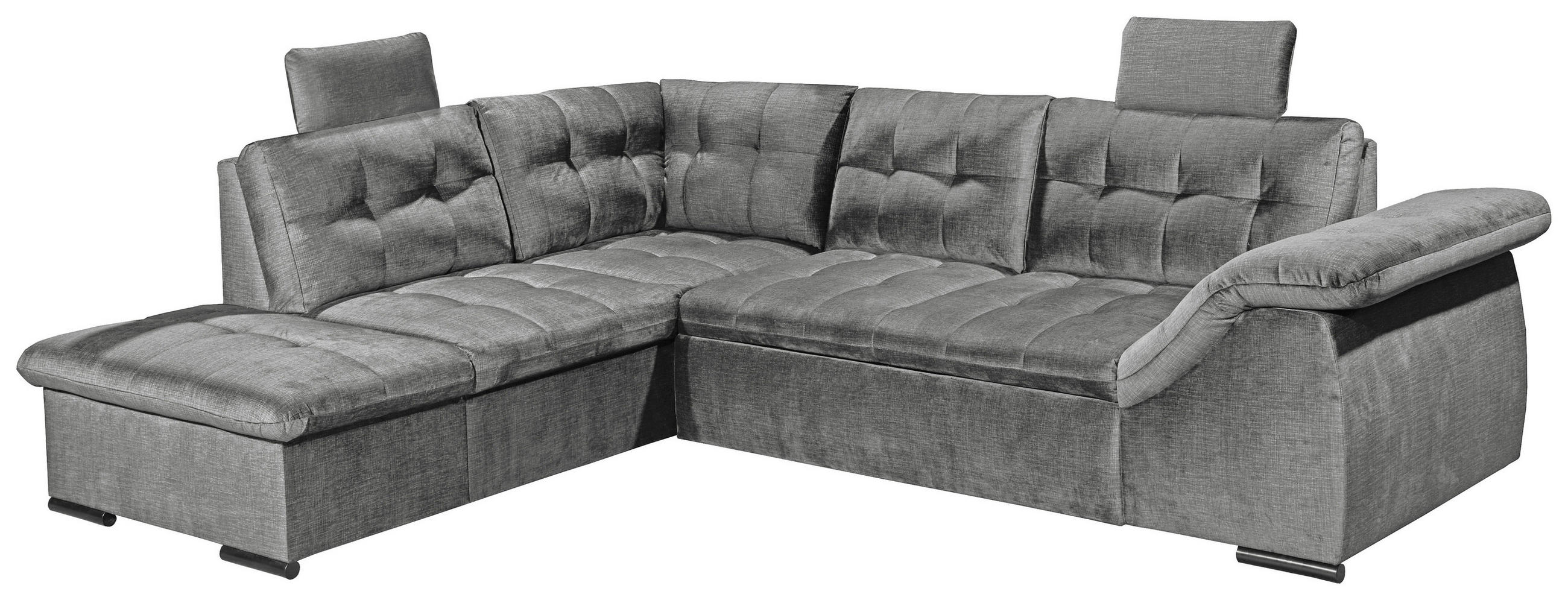 ECKSOFA in Mikrovelours Grau  - Schwarz/Grau, Konventionell, Kunststoff/Textil (217/283cm) - MID.YOU