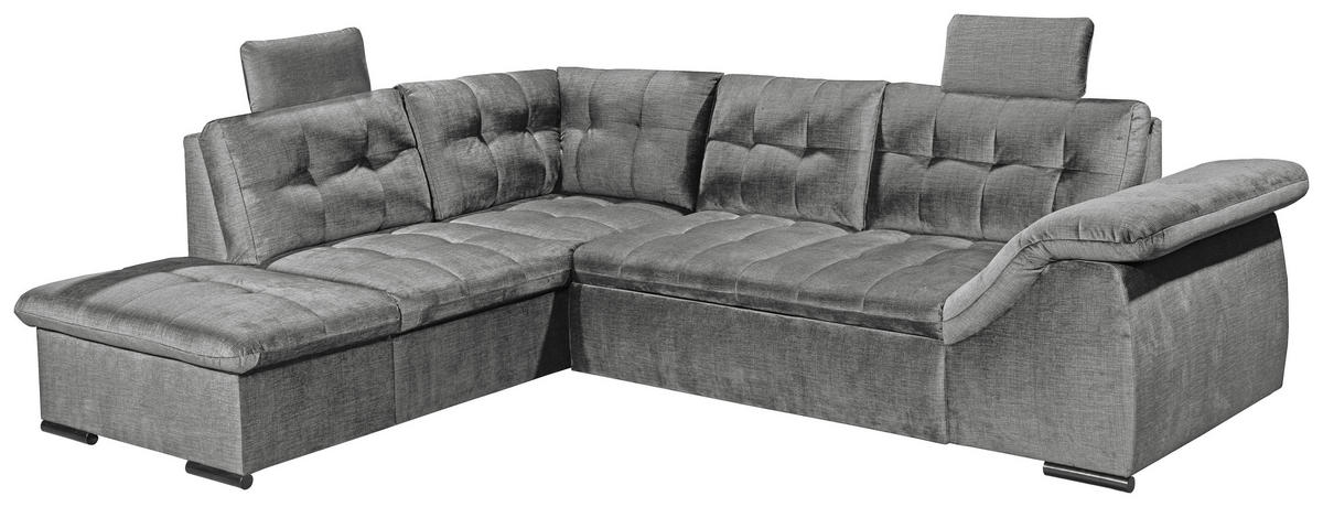 ECKSOFA in Mikrovelours Grau  - Schwarz/Grau, Konventionell, Kunststoff/Textil (217/283cm) - MID.YOU