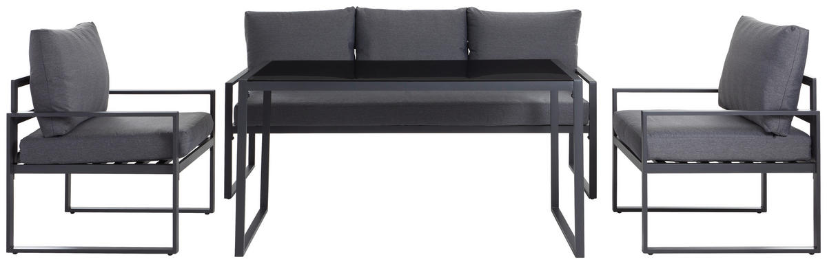 VRTNA GARNITURA   metal, staklo, tekstil  antracit, siva, crna    - siva/crna, Moderno, staklo/metal - Ambia Garden
