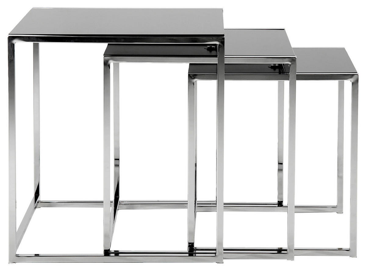 SATZTISCH in Glas 50/50/55 cm  - Chromfarben/Schwarz, Trend, Glas/Metall (50/50/55cm) - Carryhome