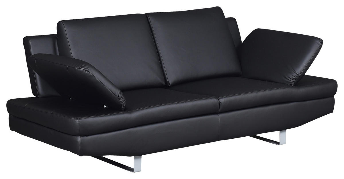 2-SITZER-SOFA in Lederlook Schwarz  - Schwarz/Grau, Design, Textil/Metall (198/78/88cm) - MID.YOU