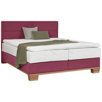 BOXSPRINGBETT 180/200 cm  in Eichefarben, Dunkelrot  - Eichefarben/Dunkelrot, Natur, Holz/Textil (180/200cm) - Valnatura