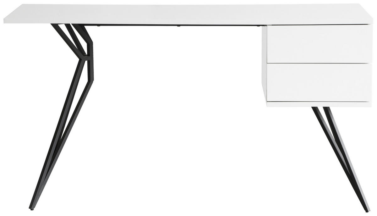 ÍRÓASZTAL  - fekete/magasfényű fehér, Design, faalapú anyag/fém (140/60/75cm) - Novel