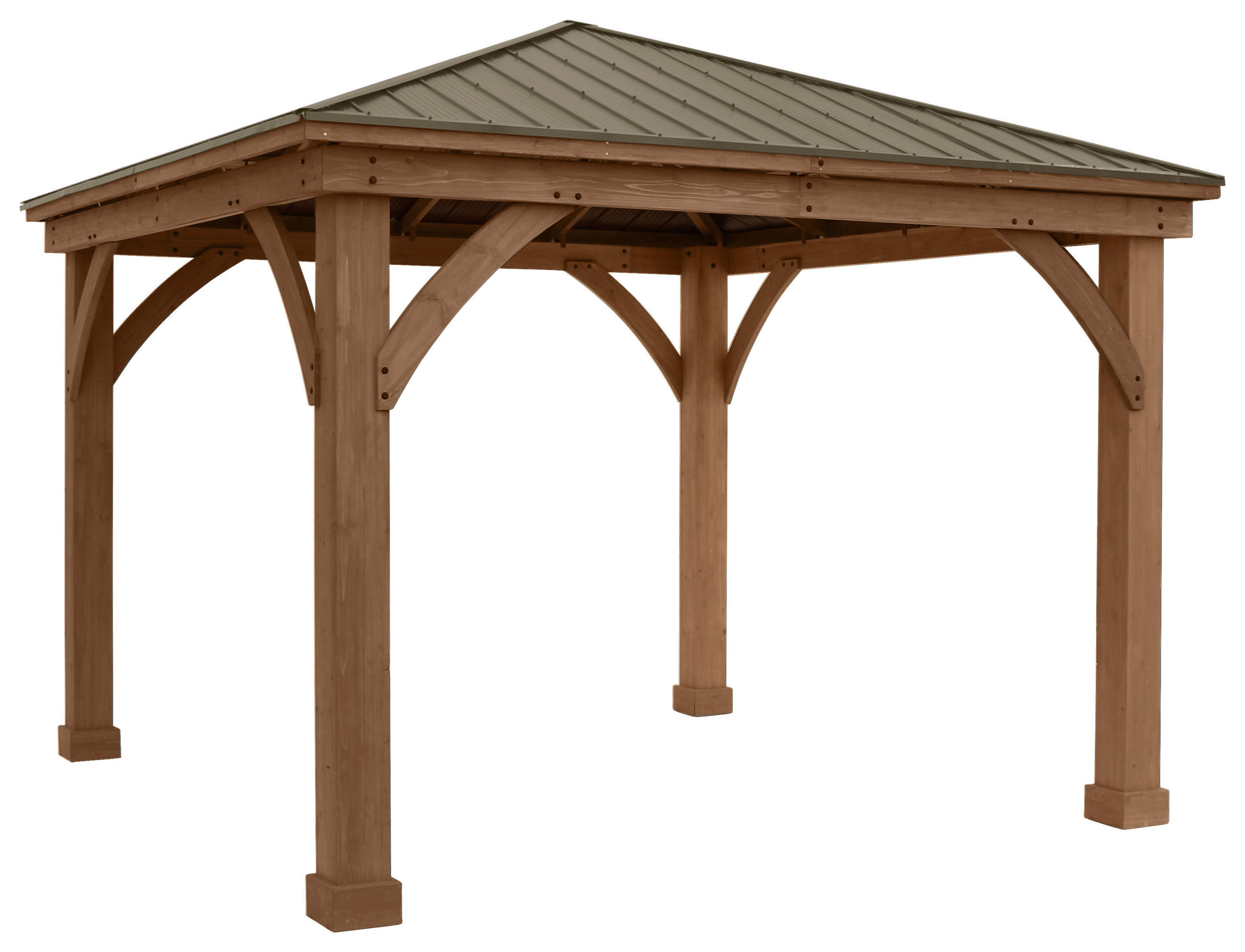 PAVILLON 366/320/366 cm  - Bronzefarben/Mokka, Basics, Holz/Metall (366/320/366cm) - Ambia Garden