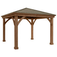PAVILLON 366/320/366 cm  - Bronzefarben/Mokka, Basics, Holz/Metall (366/320/366cm) - Ambia Garden