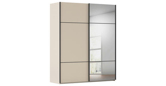 SCHWEBETÜRENSCHRANK 201/223/68 cm 2-türig Champagner - Champagner/Schwarz, KONVENTIONELL, Glas/Holzwerkstoff (201/223/68cm) - Novel