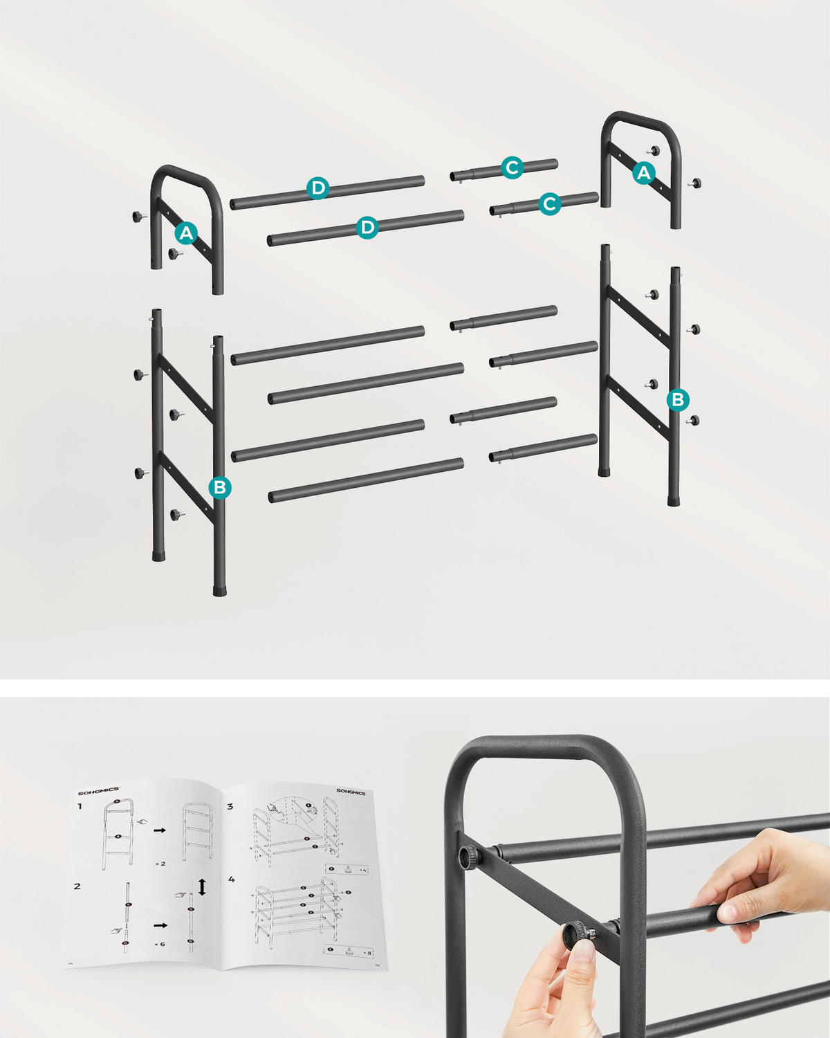 SCHUHREGAL Schwarz  - Schwarz, Trend, Metall (83/58/23cm) - Boxxx