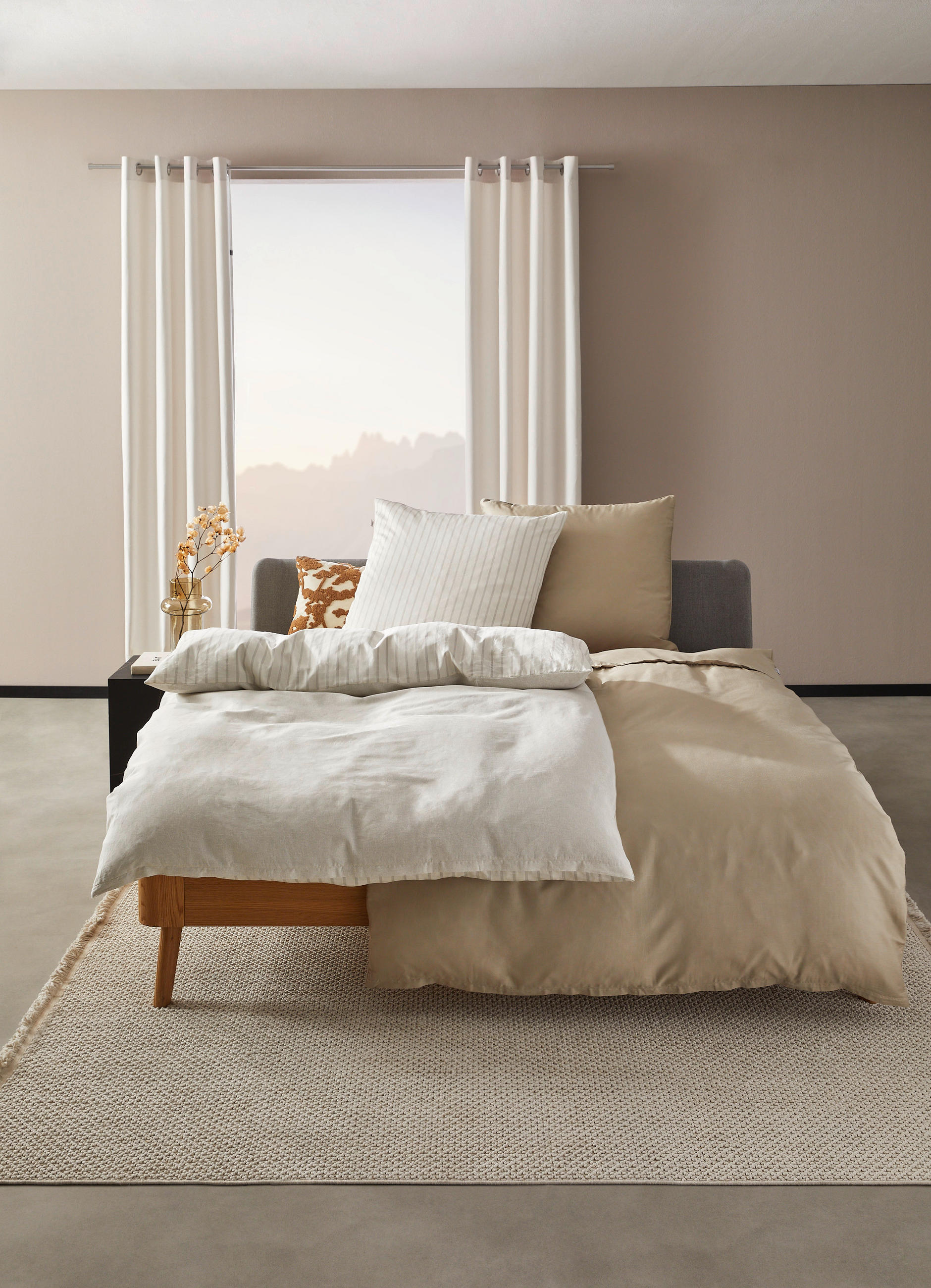 WENDEBETTWÄSCHE SW-Pure Satin 135/200 cm  - Sandfarben/Beige, Basics, Textil (135/200cm) - Schöner Wohnen