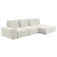 ECKSOFA in Velours Creme  - Creme/Schwarz, Design, Kunststoff/Textil (342/174cm) - Xora