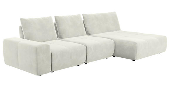 ECKSOFA in Velours Creme 347/174 cm - Creme/Schwarz, Design, Kunststoff/Textil (347/174cm) - Xora