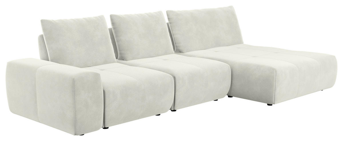 ECKSOFA in Velours Creme  - Creme/Schwarz, Design, Kunststoff/Textil (347/174cm) - Xora