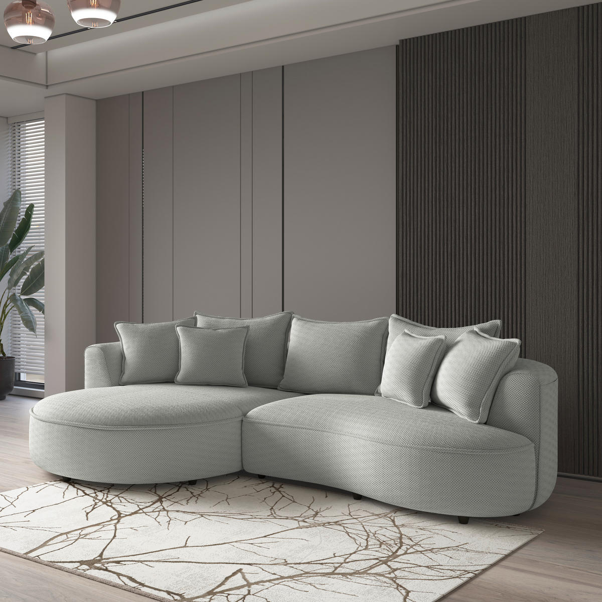 ECKSOFA LEVI Jadegrün Velours, Struktur  - Jadegrün/Schwarz, MODERN, Kunststoff/Textil (168/287cm) - Livetastic
