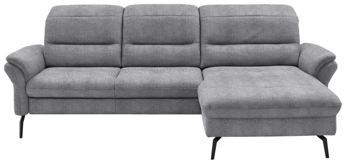 ECKSOFA in Flachgewebe Grau  260/181 cm  - Schwarz/Grau, KONVENTIONELL, Textil/Metall (260/181cm) - Beldomo Speed