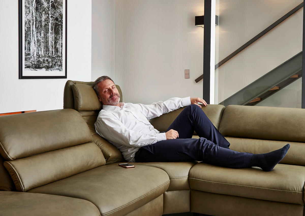 ECKSOFA in Echtleder Schlammfarben  - Schlammfarben/Schwarz, Design, Leder/Metall (246/280cm) - Hukla