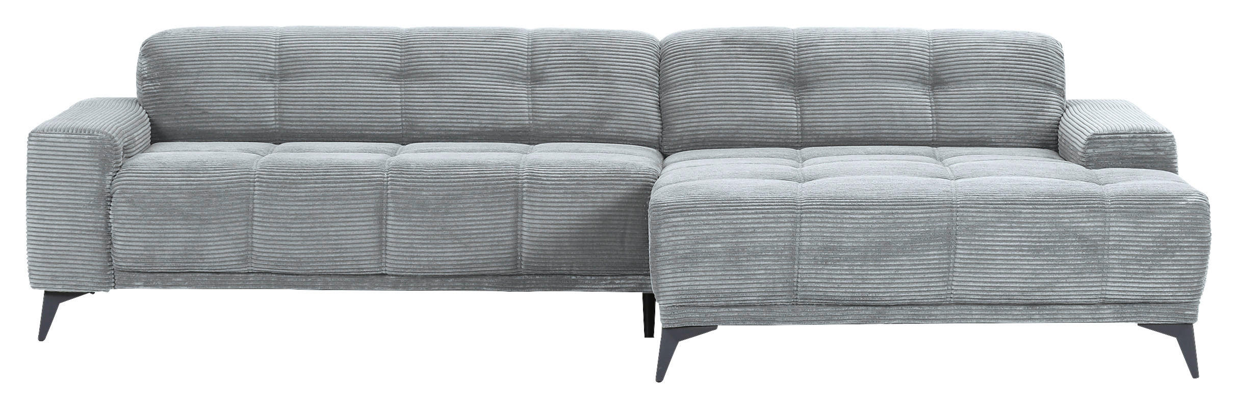 ECKSOFA in Cord Hellgrau  295/165 cm  - Hellgrau/Schwarz, KONVENTIONELL, Textil/Metall (295/165cm) - Carryhome
