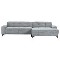 ECKSOFA in Cord Hellgrau  295/165 cm  - Hellgrau/Schwarz, KONVENTIONELL, Textil/Metall (295/165cm) - Carryhome