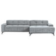 ECKSOFA  in Cord Hellgrau  295/165 cm  - Hellgrau/Schwarz, KONVENTIONELL, Textil/Metall (295/165cm) - Carryhome