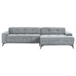 ECKSOFA in Cord Hellgrau  295/165 cm  - Hellgrau/Schwarz, KONVENTIONELL, Textil/Metall (295/165cm) - Carryhome