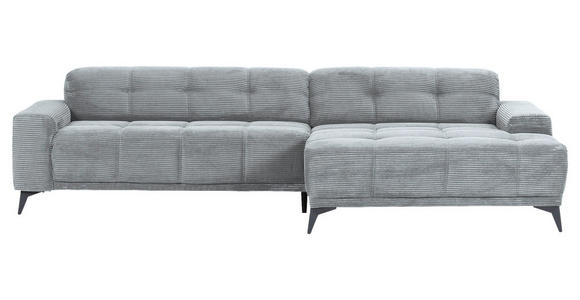 ECKSOFA  in Cord Hellgrau  295/165 cm  - Hellgrau/Schwarz, KONVENTIONELL, Textil/Metall (295/165cm) - Carryhome