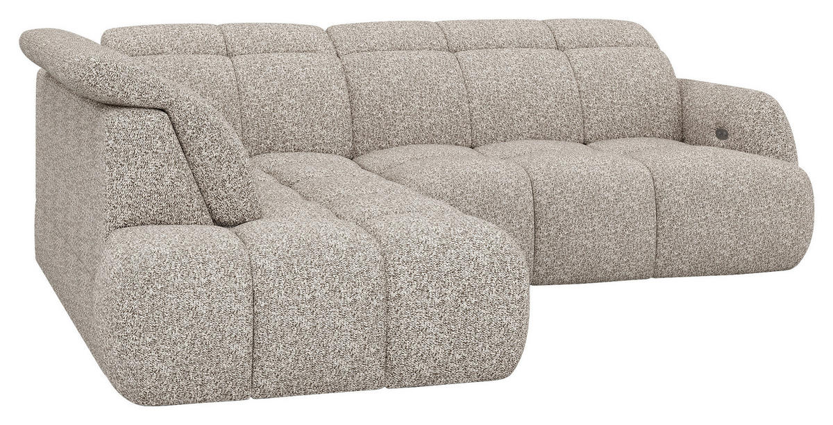ECKSOFA Beige Webstoff Bettkasten, Schlaffunktion, Rücken echt, Kopfteilverstellung, Sitzvorzug  - Beige/Schwarz, Design, Kunststoff/Textil (230/275cm) - Welnova