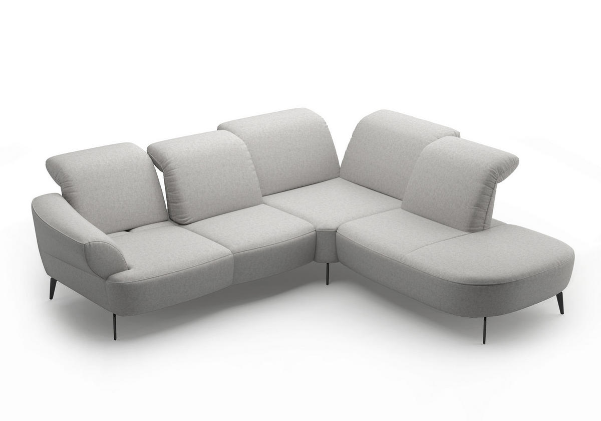 ECKSOFA in Flachgewebe Hellgrau  302/270 cm  - Hellgrau/Schwarz, MODERN, Textil/Metall (302/270cm) - Sit & More