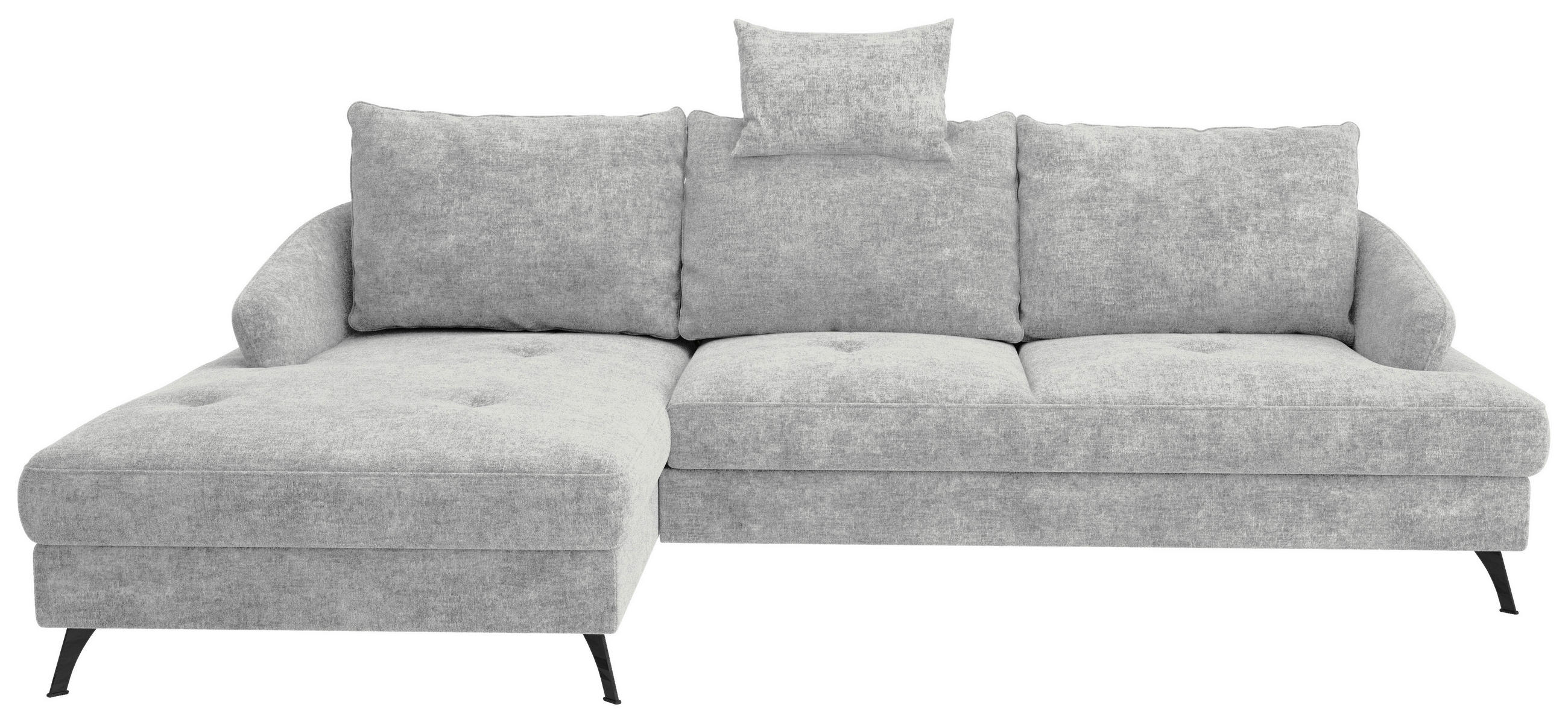 ECKSOFA in Webstoff Hellgrau  - Hellgrau/Schwarz, KONVENTIONELL, Textil/Metall (183/293cm) - Carryhome