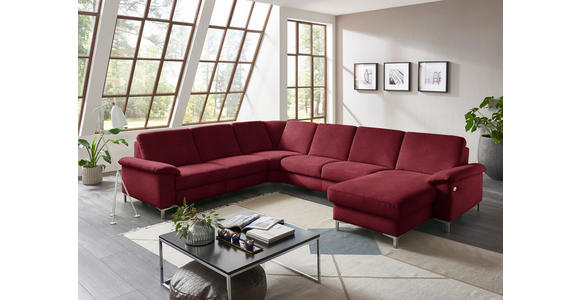 WOHNLANDSCHAFT in Chenille Rot - Rot/Alufarben, Design, Textil/Metall (265/333/170cm) - Dieter Knoll