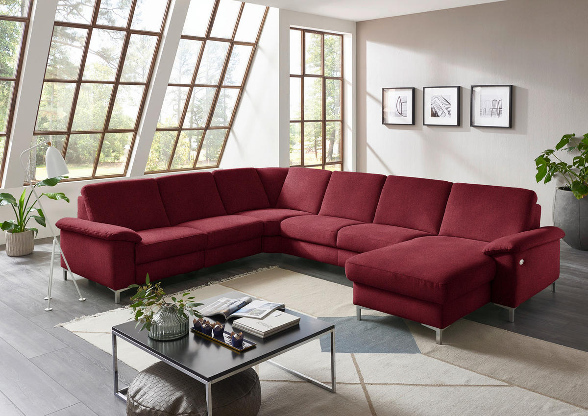 WOHNLANDSCHAFT in Chenille Rot  - Rot/Alufarben, Design, Textil/Metall (265/333/170cm) - Dieter Knoll