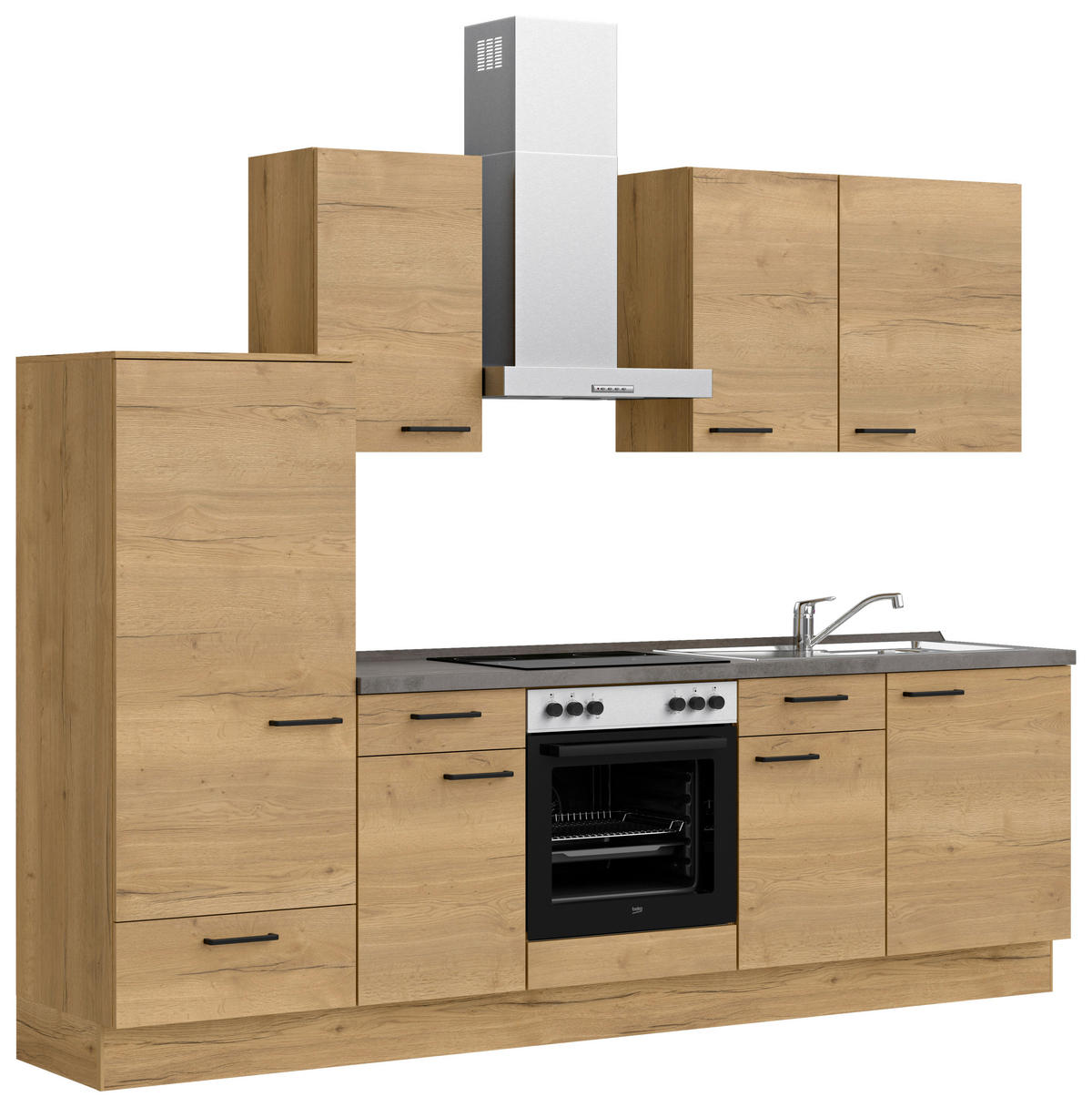 KÜCHENBLOCK Structura 270 cm  in Eichefarben, Schieferfarben  - Schieferfarben/Eichefarben, MODERN, Holzwerkstoff/Metall (270cm) - Nobilia