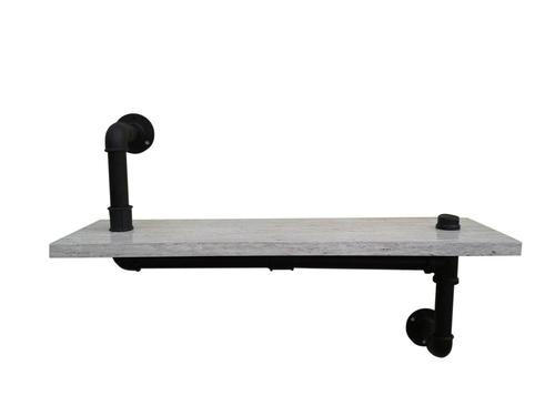 NÁSTĚNNÝ REGÁL, 60/40/20 cm - šedá/černá, Trend, kov/kompozitní dřevo (60/40/20cm) - Livetastic