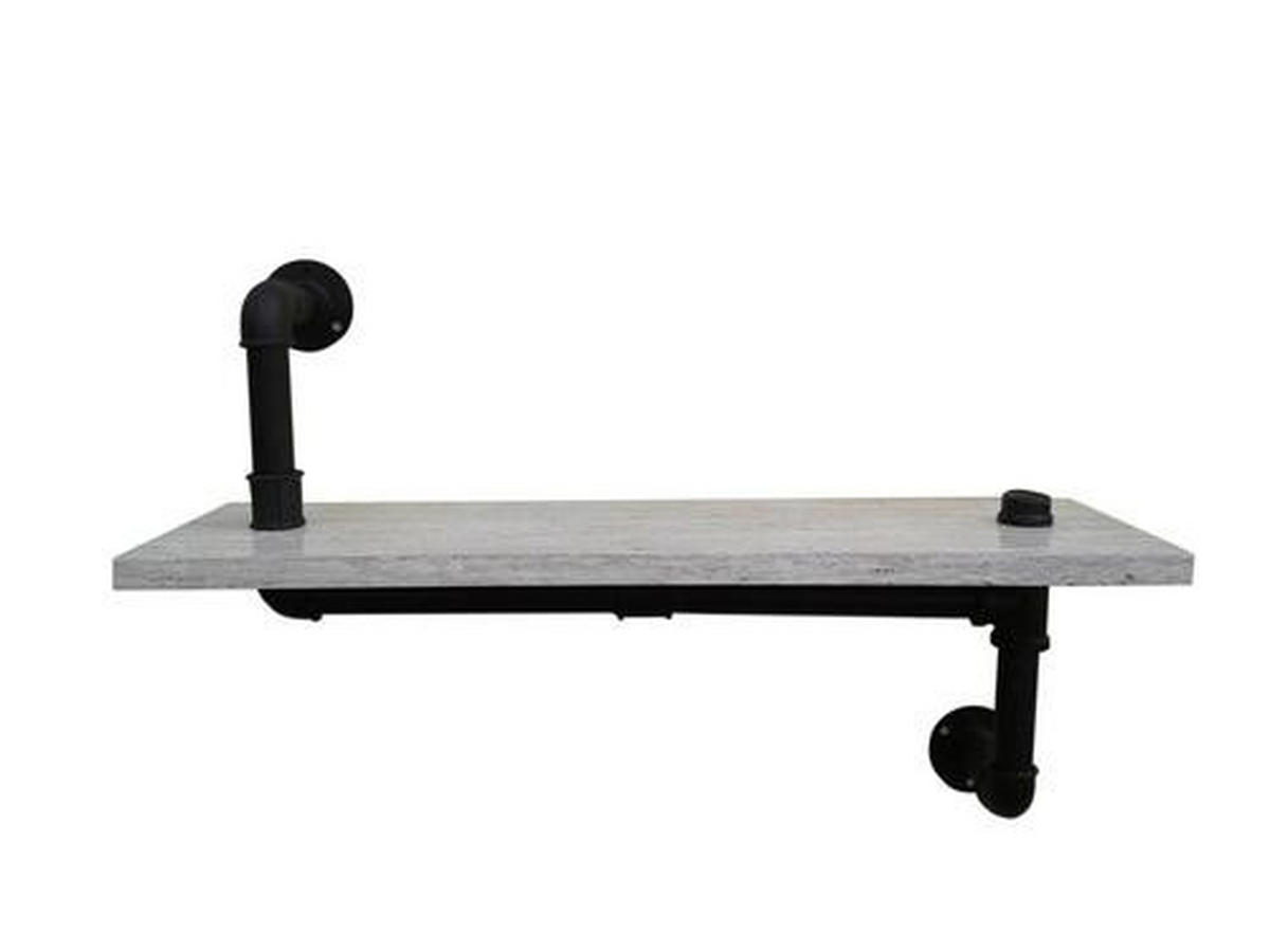 NÁSTĚNNÝ REGÁL, 60/40/20 cm - šedá/černá, Trend, kov/kompozitní dřevo (60/40/20cm) - Livetastic