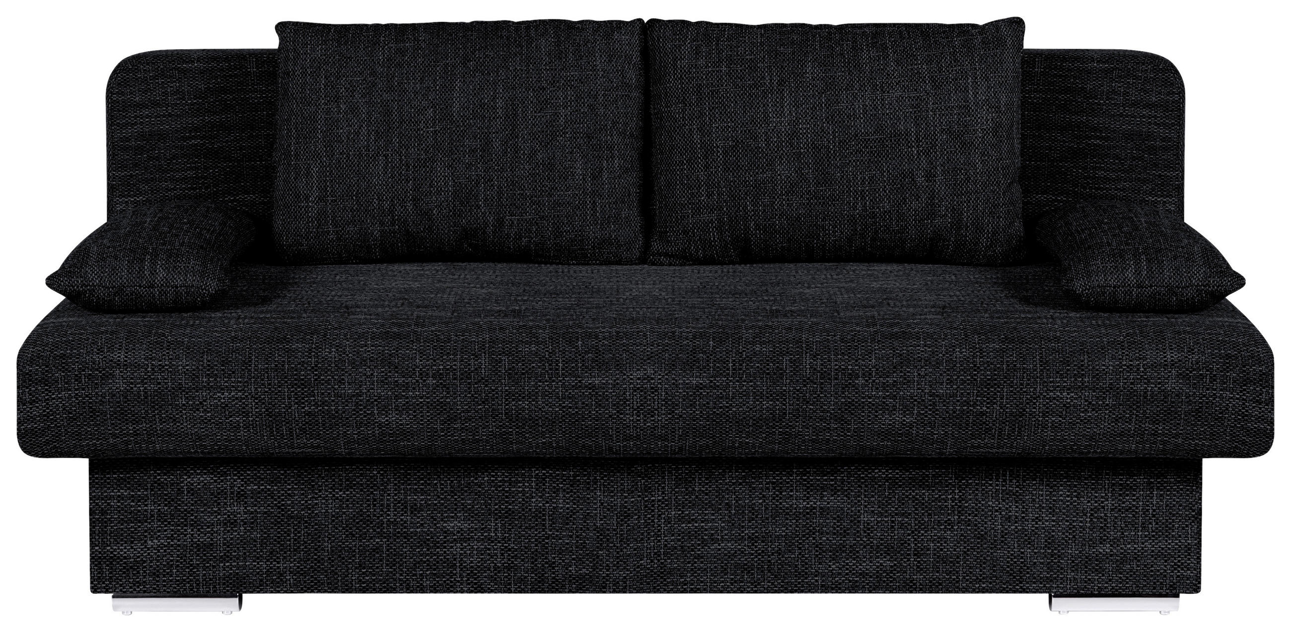 SCHLAFSOFA  mit Liegefunktion, Rücken echt Webstoff Schwarz  - Chromfarben/Schwarz, Design, Kunststoff/Textil (193/85/86cm) - P & B