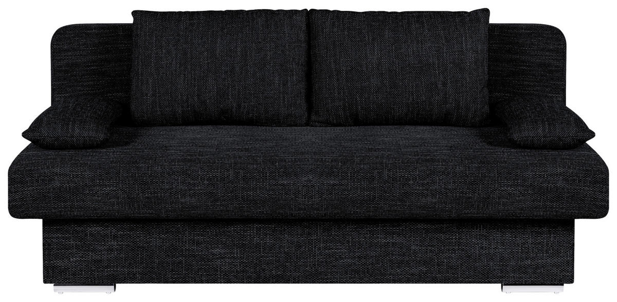 SCHLAFSOFA  mit Liegefunktion, Rücken echt Webstoff Schwarz  - Chromfarben/Schwarz, Design, Kunststoff/Textil (193/85/86cm) - P & B