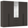 DREHTÜRENSCHRANK 251/235/61 cm,  in Graphitfarben, 5-türig  - Chromfarben/Schwarz, Basics, Glas/Holzwerkstoff (251/235/61cm) - Novel