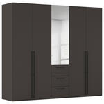 DREHTÜRENSCHRANK 251/223/61 cm,  in Graphitfarben, 5-türig  - Chromfarben/Schwarz, Basics, Glas/Holzwerkstoff (251/223/61cm) - Novel