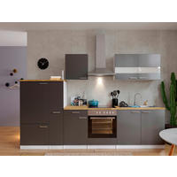 KÜCHENBLOCK 300 cm   Grau  - Weiss/Edelstahlfarben, Basics, Holzwerkstoff/Metall (300cm) - Respekta