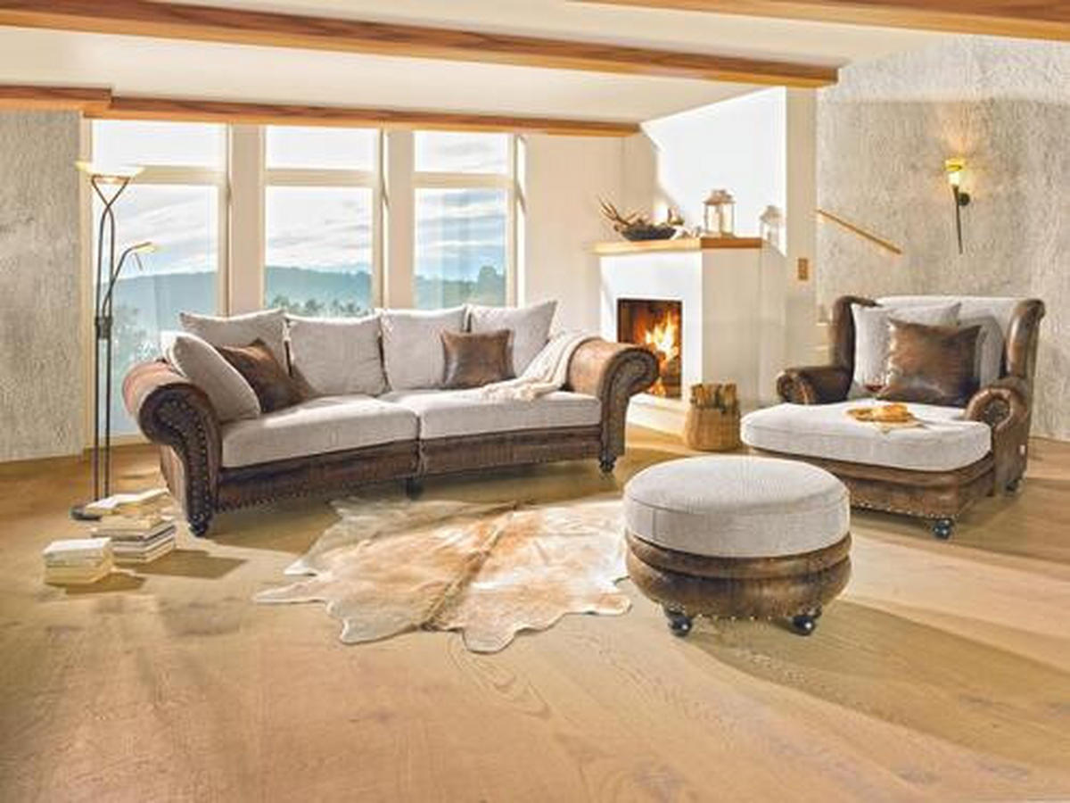 MEGA SOFA braon, bež  - braon/bež, Romantično / Seoski, tekstil/drvo (276/81/140cm) - Landscape