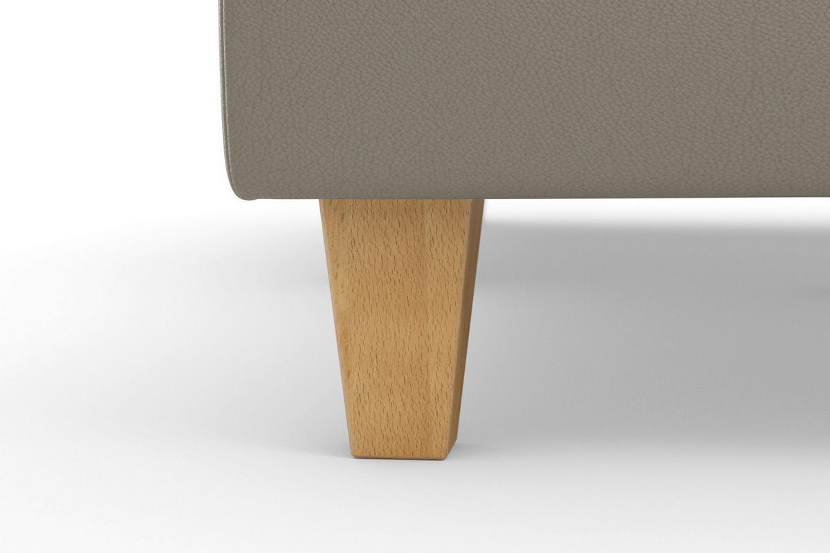 WOHNLANDSCHAFT PALMERA E Grau Echtleder  - Eichefarben/Grau, Basics, Leder/Holz (212/308/163cm) - Sit & More