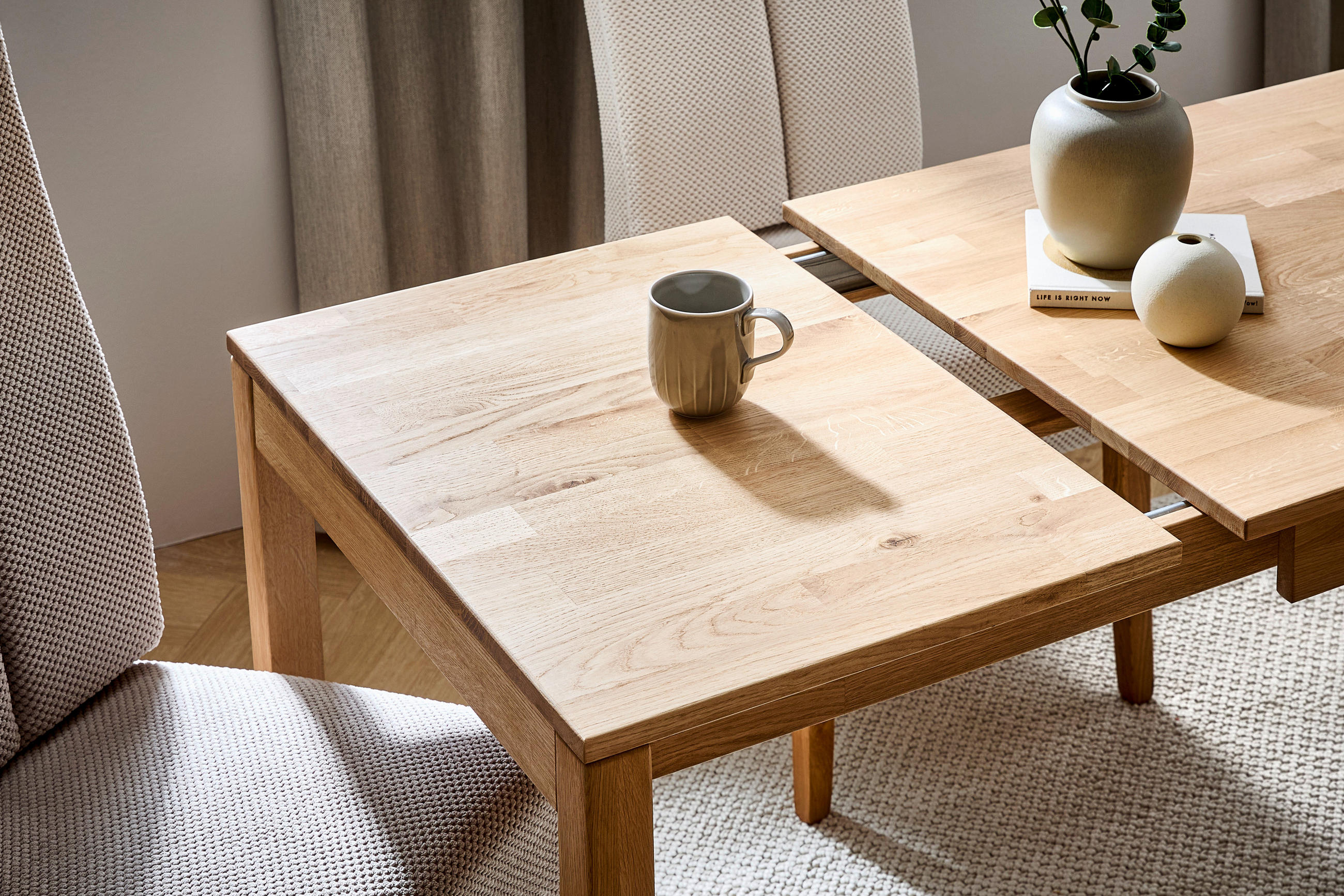 Thumbnail - Linea Natura Esstisch, Wildeiche, Holz, Eiche, massiv, rechteckig, eckig, 70x75x110-160 cm, ausziehbar, in verschiedenen...