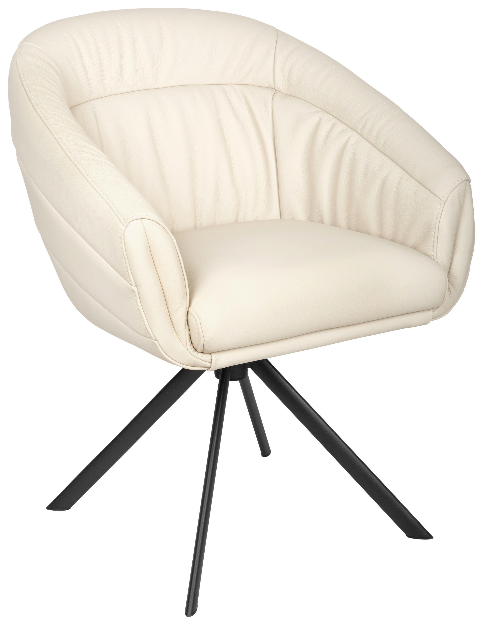 ARMLEHNSTUHL  in Eisen Echtleder pigmentiert  - Beige/Schwarz, Design, Leder/Holz (62/82/64cm) - Emilio Belluti