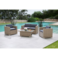GARTENBANK 147/71/74 cm  in Braun, Dunkelgrau  - Dunkelgrau/Silberfarben, KONVENTIONELL, Kunststoff/Textil (147/71/74cm) - Gardenson